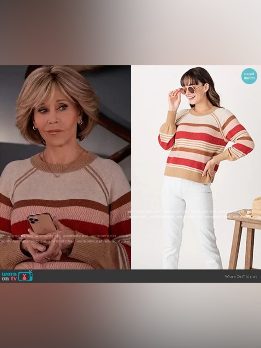 Margaret O’Leary Neutrals Striped Crewneck Sweater Size S